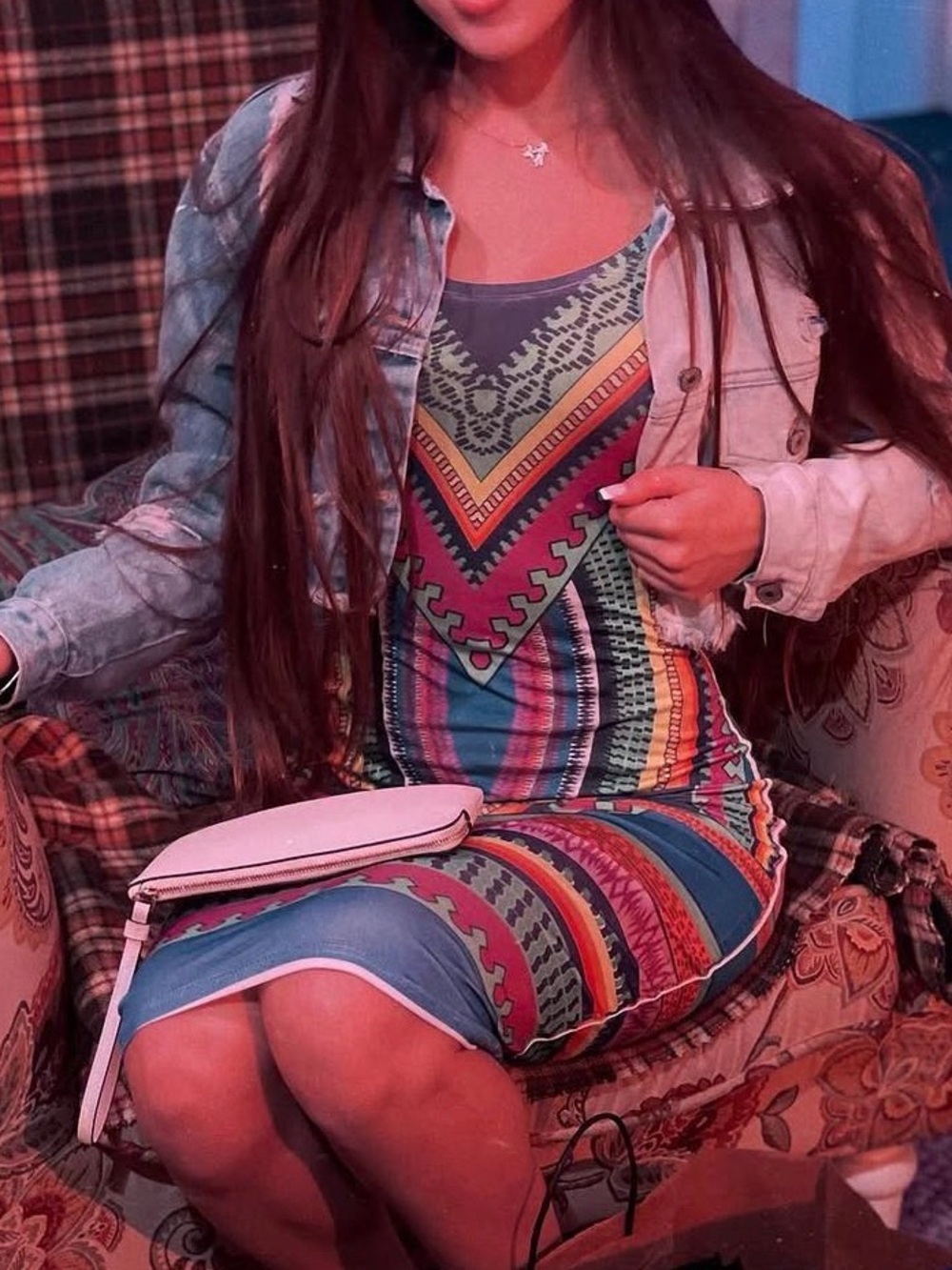 cleo Multicolor Striped Tribal Midi Dress